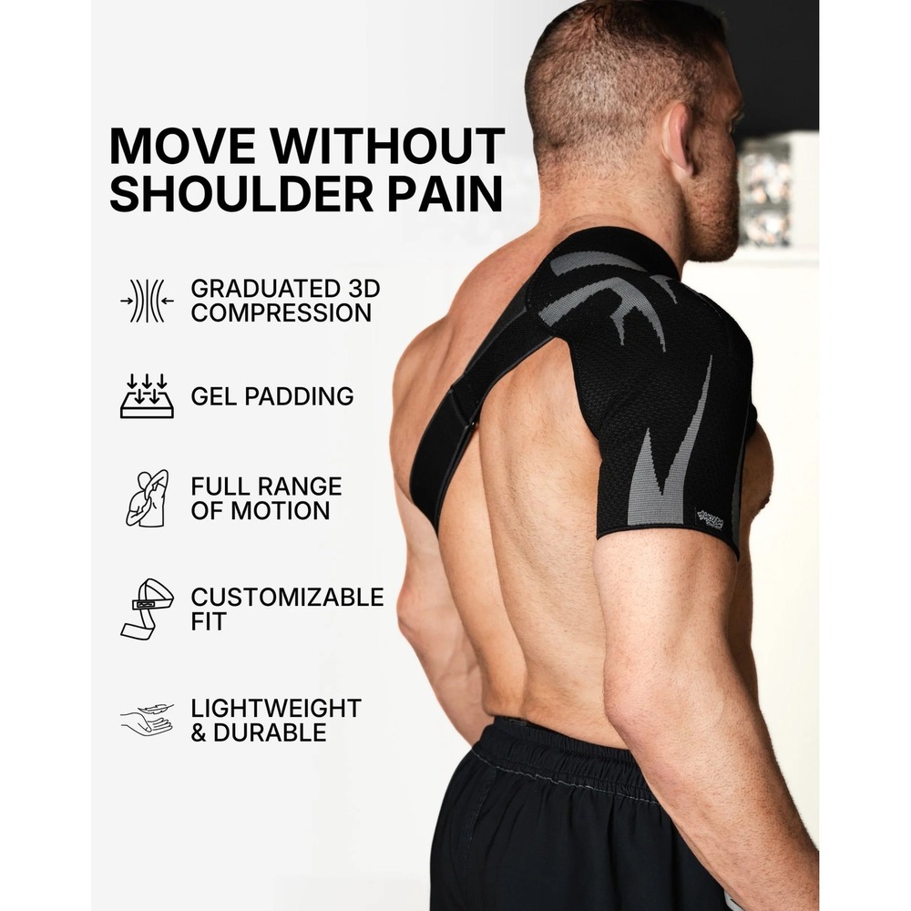 Anaconda Fightwear 3D Compression Shoulder Brace Gel Padding Black Grey Size M - Picture 2 of 5